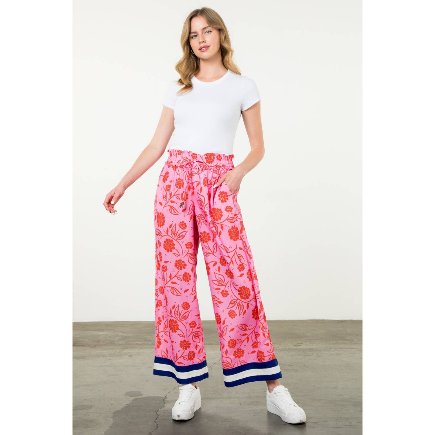Flower Print Wide Leg Pants