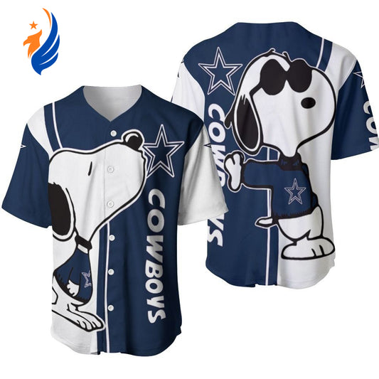 Dallas Cowboys Snoopy Lover Printed Baseball Jersey - Gift for Women Men - Bafud
