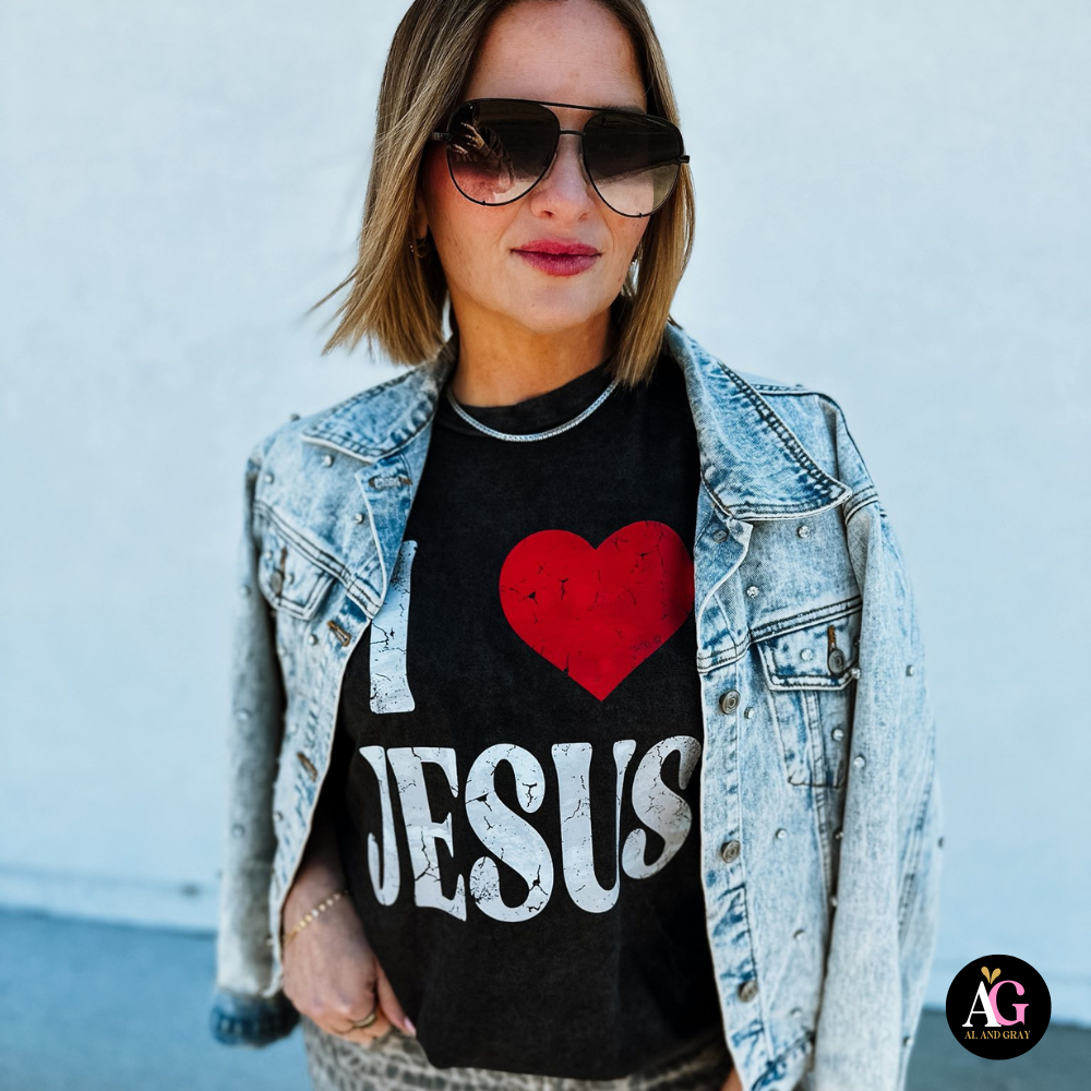 I Heart Jesus Black Graphic Tee