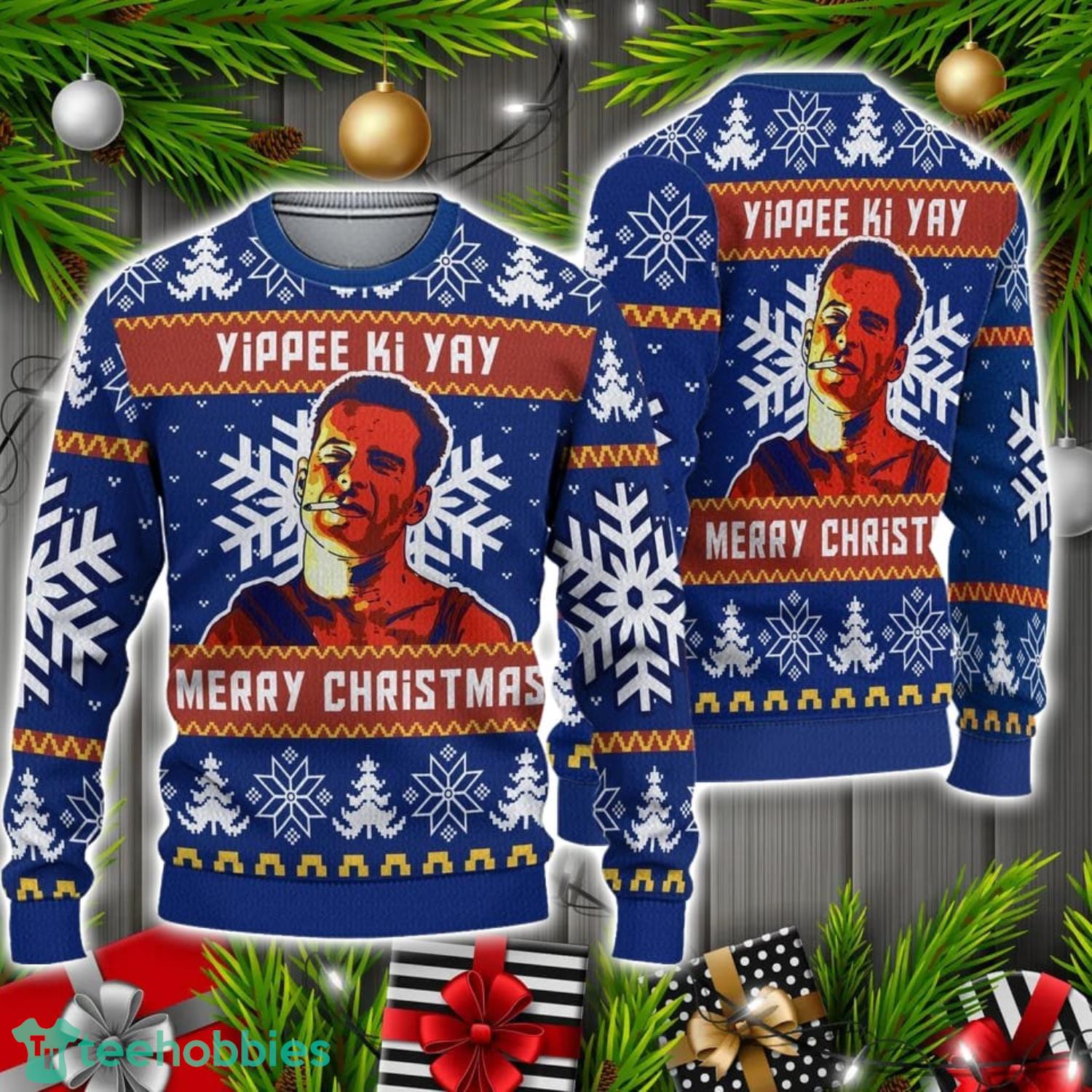 Die Hard Bruce Willis Christmas Movie Ugly Sweater Christmas Holiday Gift