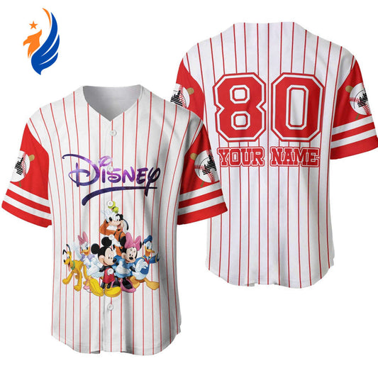 Disney Characters Fan Gift: Custom Baseball Jersey with Mickey Mouse Pluto Daisy Duck Minnie & Donald Designs - Bafud