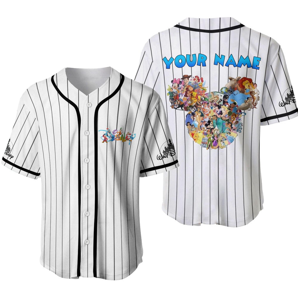 Disney Characters Custom Baseball Jersey - Mickey Logo Personalized Shirt - Bafud