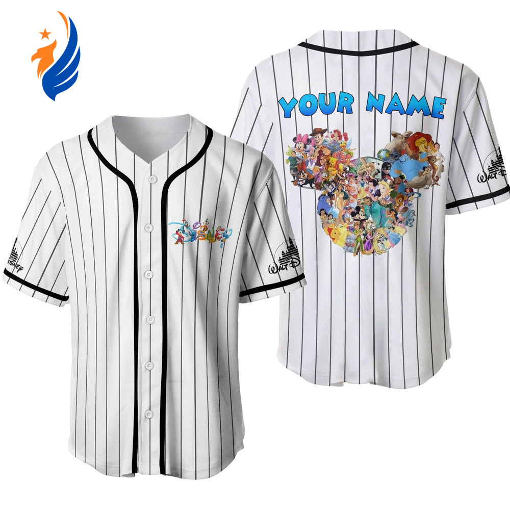 Disney Characters Custom Baseball Jersey - Mickey Logo Personalized Shirt - Bafud