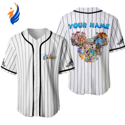 Disney Characters Custom Baseball Jersey - Mickey Logo Personalized Shirt - Bafud