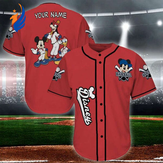 Disney Mickey Mouse Custom Name Baseball Jersey - Perfect Gift for Mickey Mouse and Friends Lover - Bafud