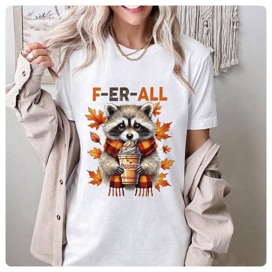 donut dunkin Raccoon Feral Girl Shirt donut dunkin Fall Pumpkin Spice Shirt Pumpkin Season, Coffee Lover Gift, Fall Coffee Latte Shirt
