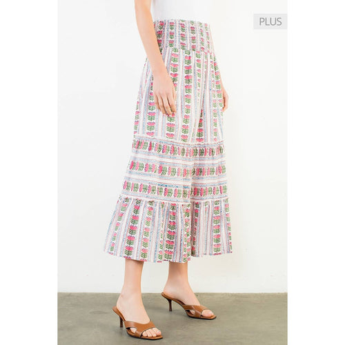 /Size Xl/ Smocked Waist Floral Pattern Long Skirt