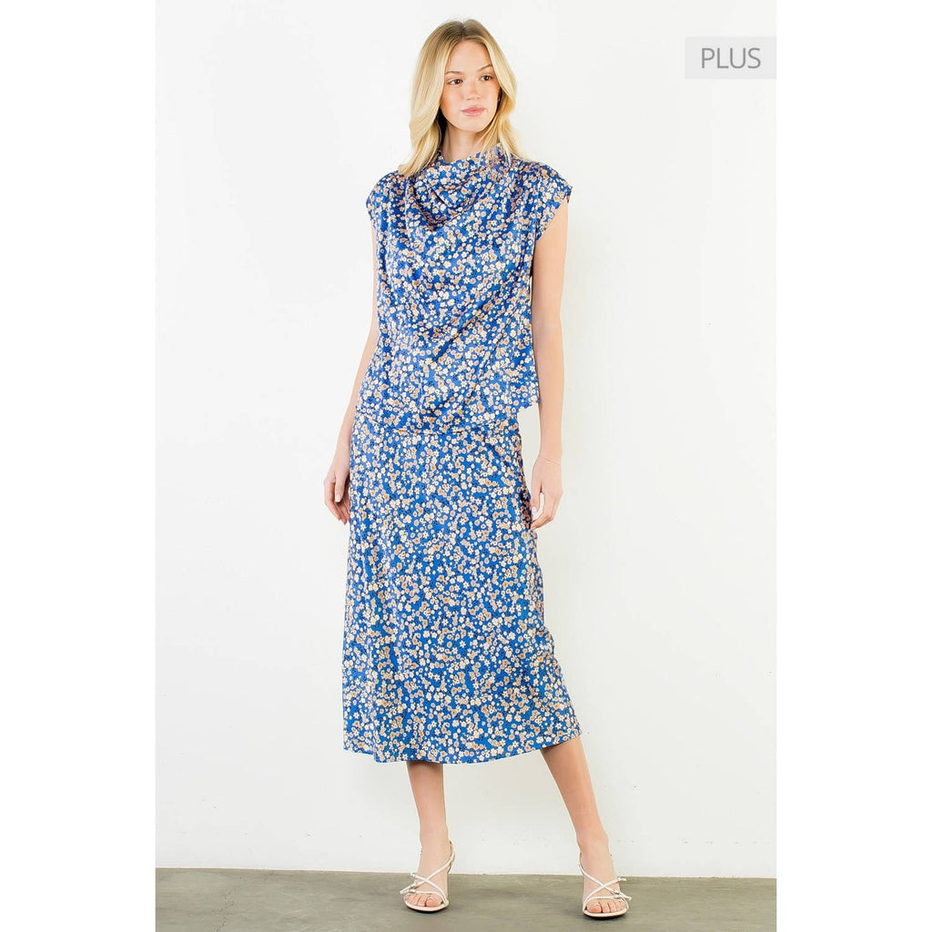 /Size Xl/ Floral Cowl Neck Sleeveless Top