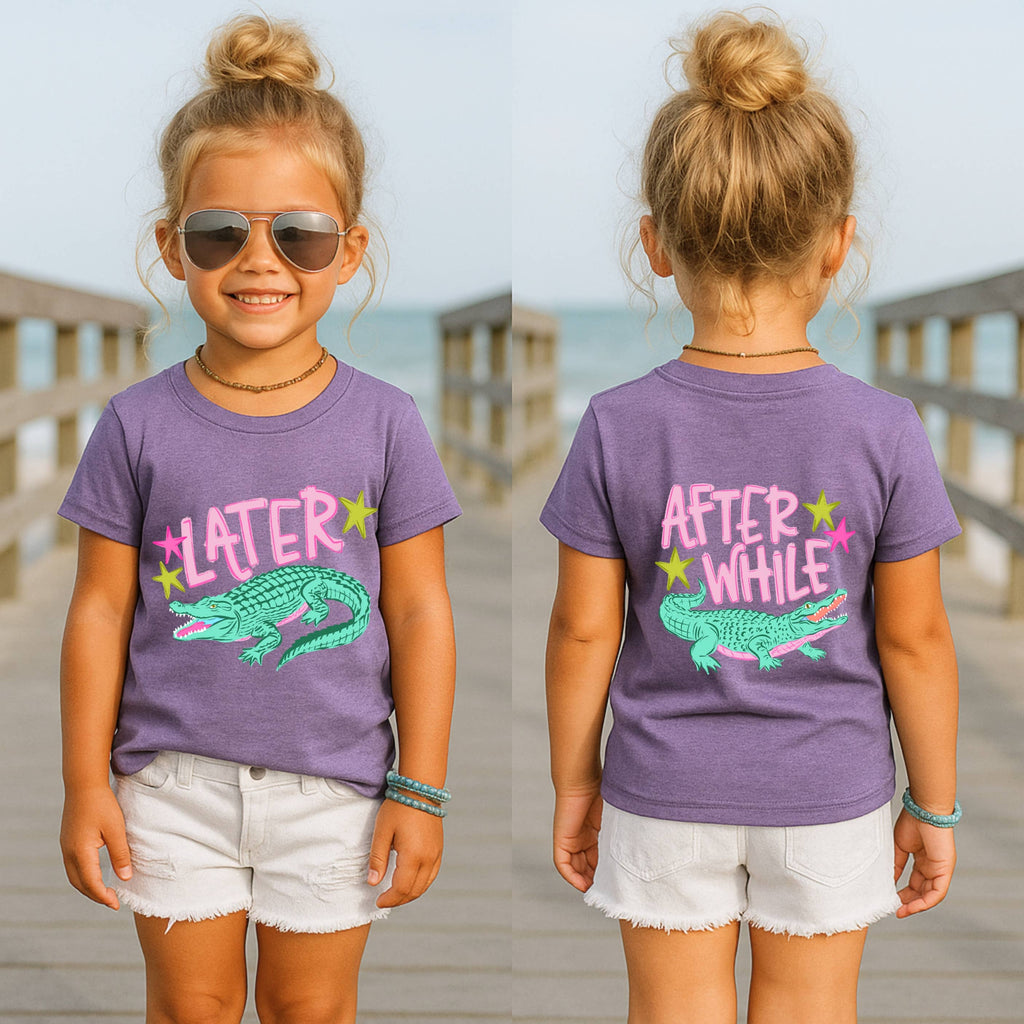 Youth Later Gator After While Crocodile T-Shirt Front & Back