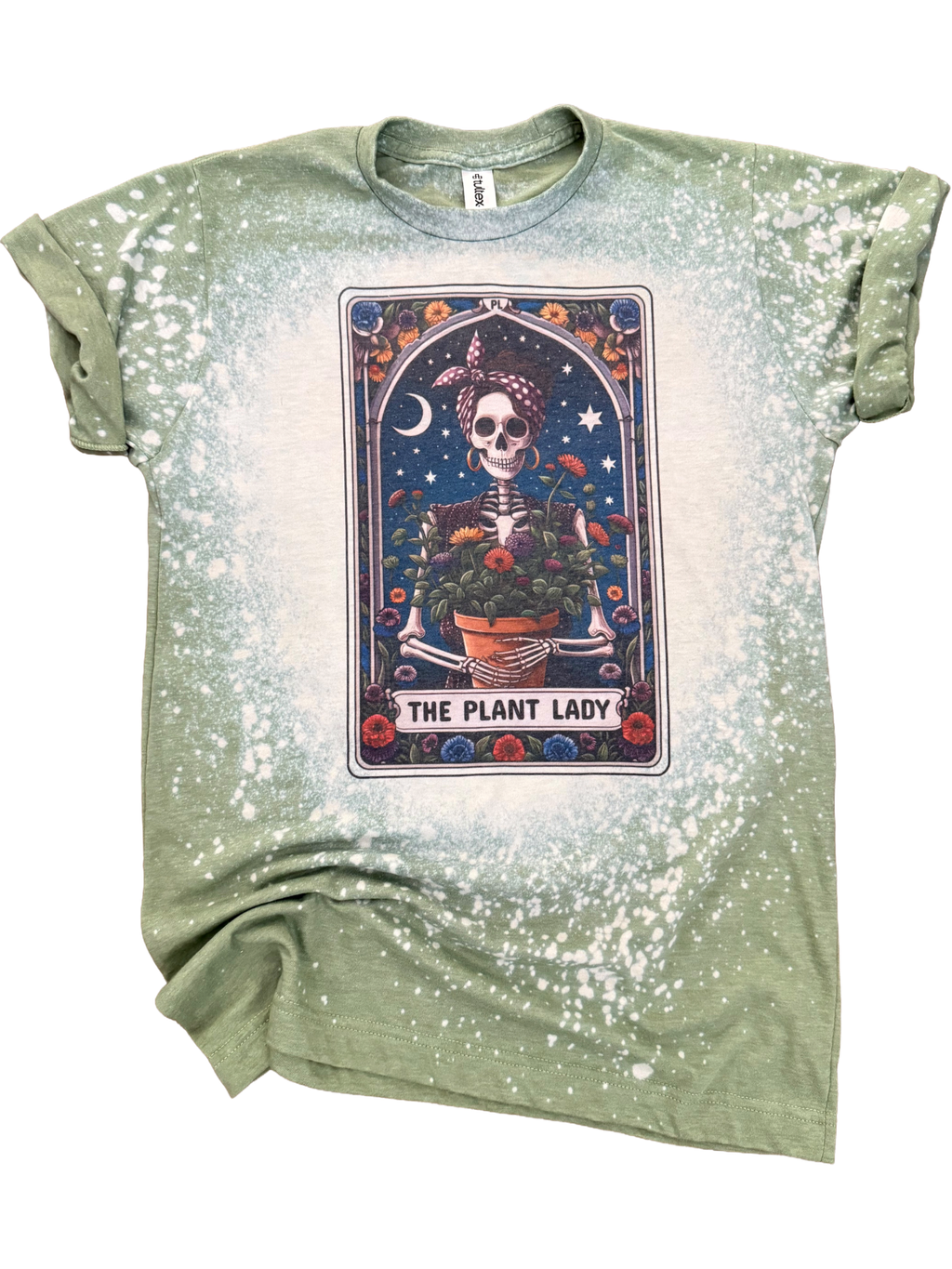 The Plant Lady - Skeleton Tarot Card Bleached Tee