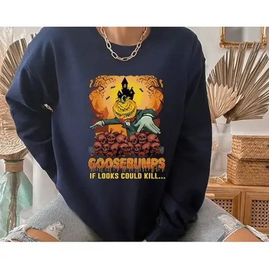 f Looks Could Kill Shirt, Goosebumps Shirt, Pumpkin Goosebumps   Shirt, Halloween Shirt,   Movies Shirt