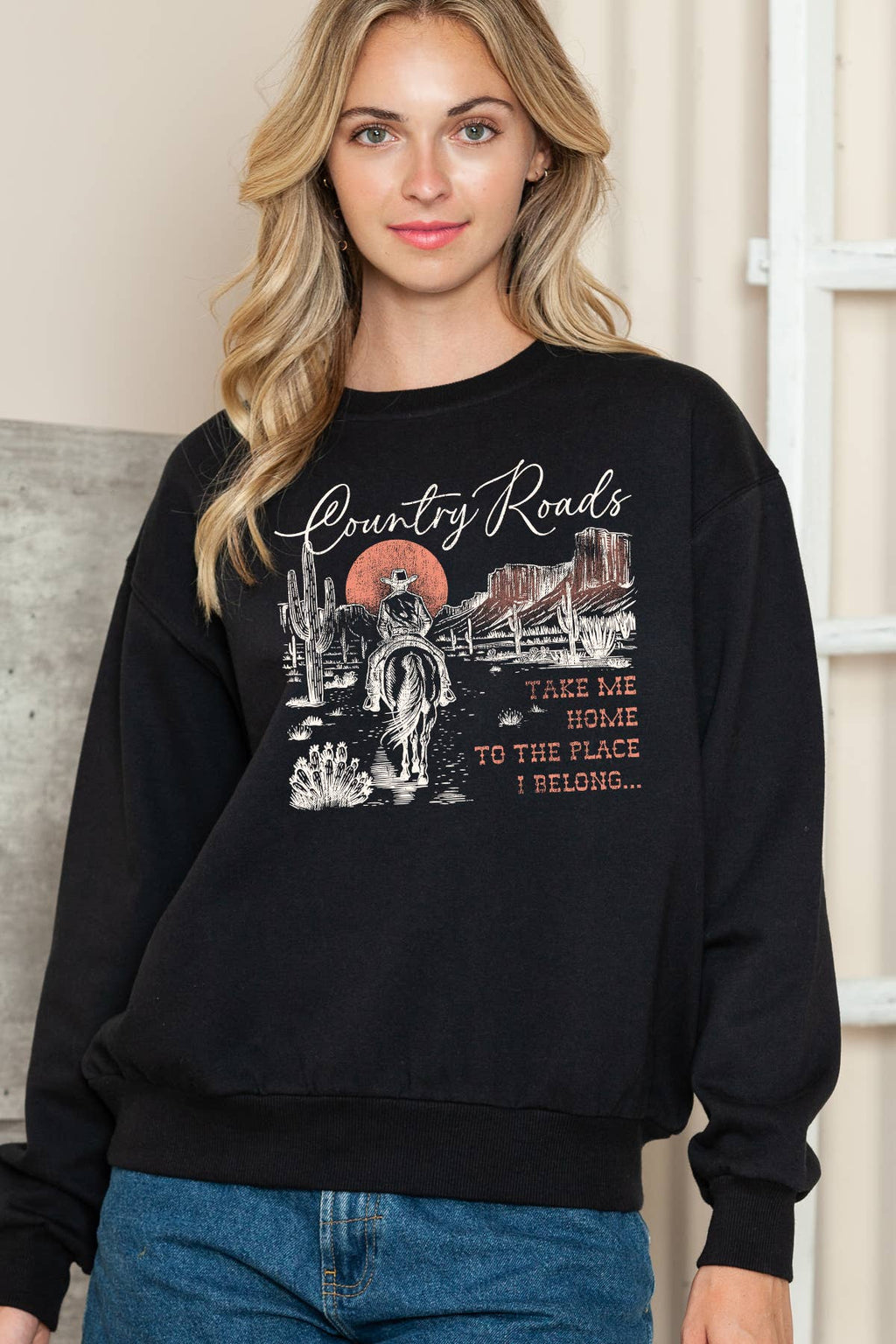 Women Country Graphic Comfy Pullover Sweater