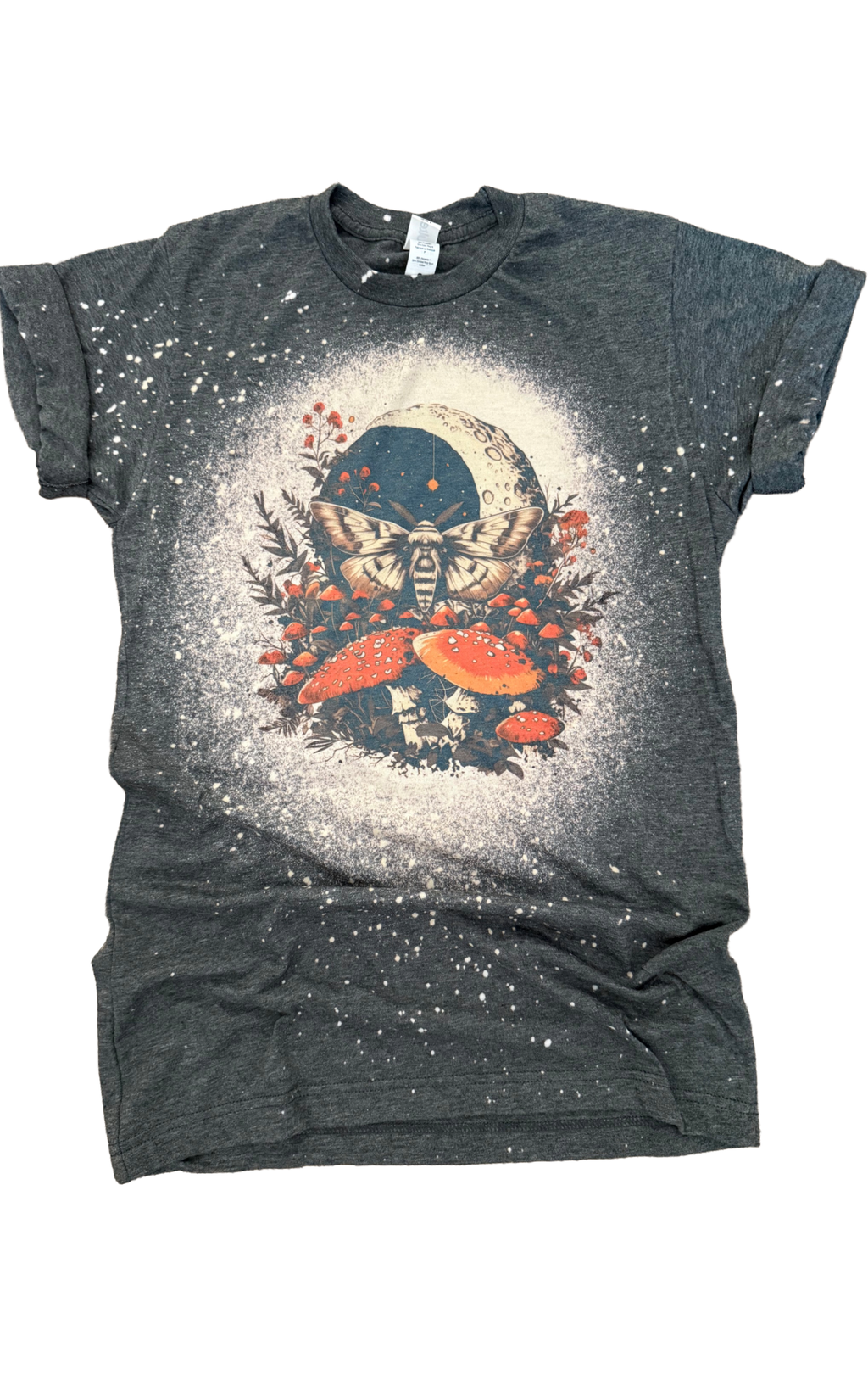 Mystical Moon Moth + Mushroom Bleached Tee
