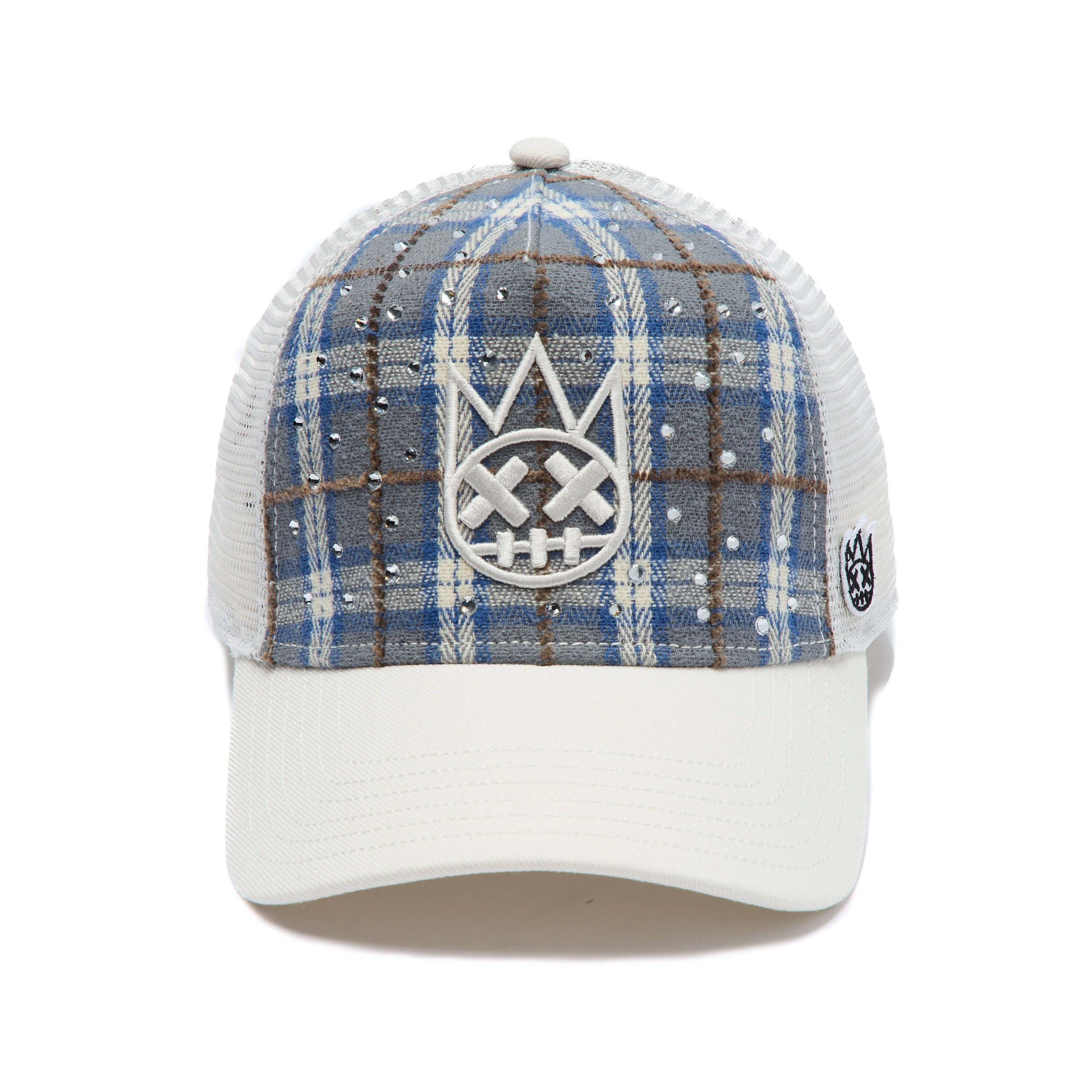 Cult's Mesh Back Trucker Hat "Plaid" in Blue Plaid