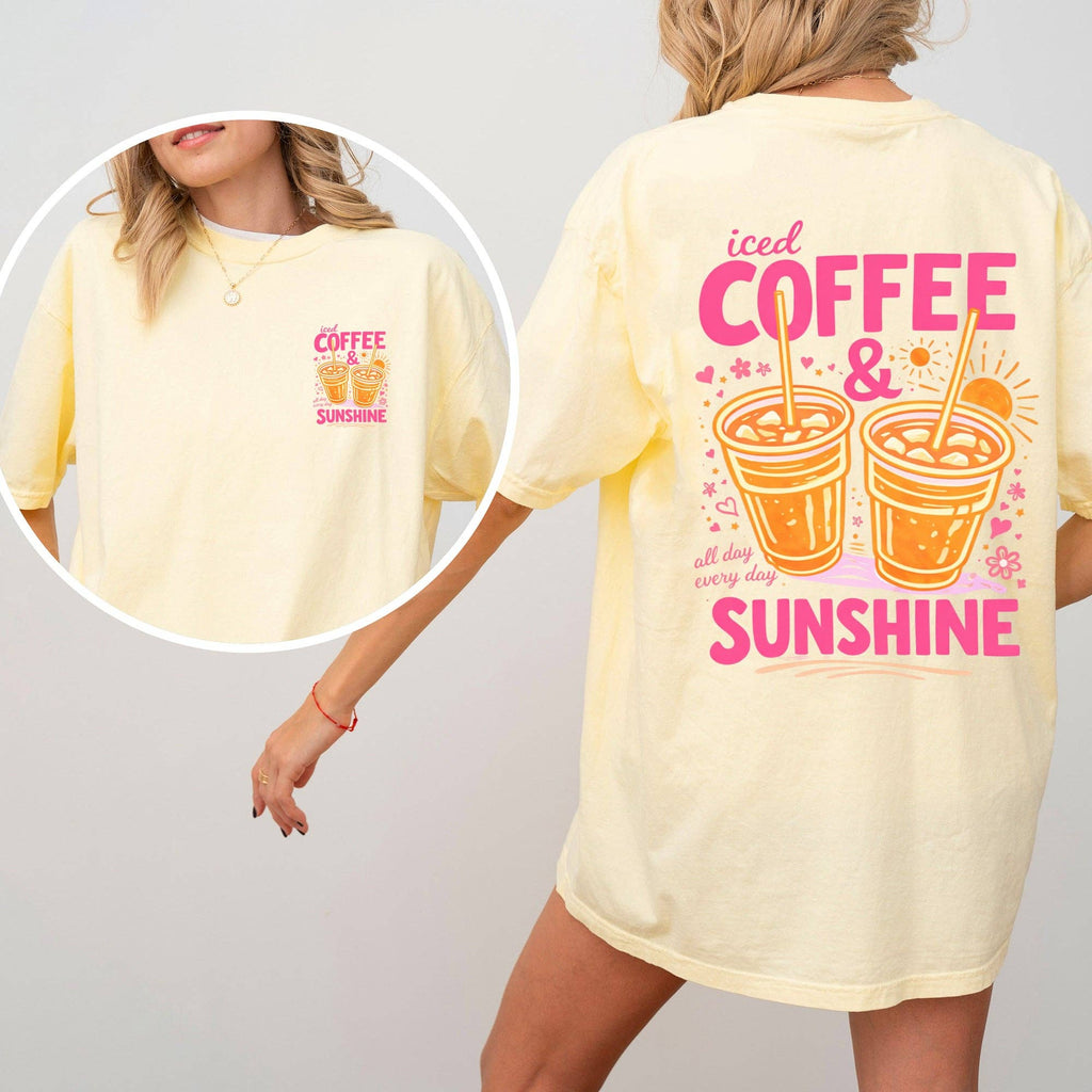 Iced Coffee and Sunshine, Summer, Comfort Colors T-Shirt