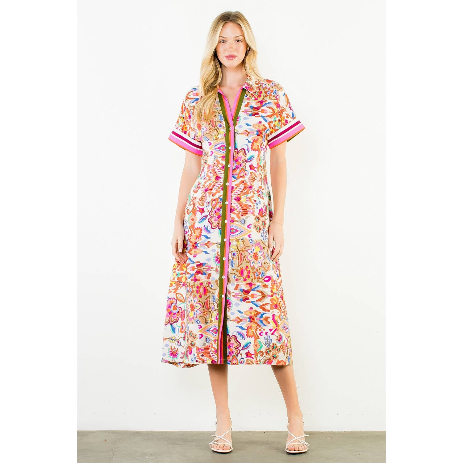 Button Down Maxi Flower Dress