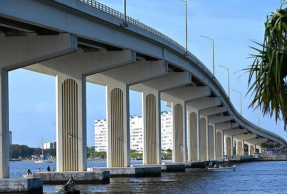Fisherman View From Underneath The Merritt Island Causeway In Florida Print