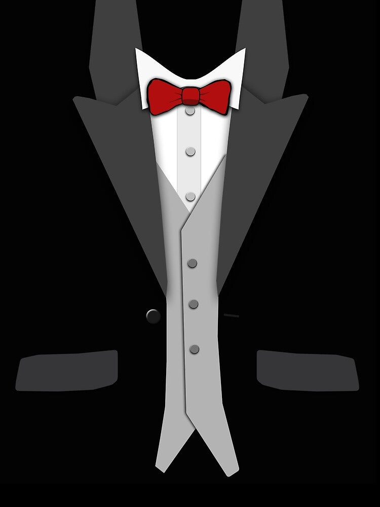 Black Tuxedo Red Bowtie and Vest by Jerry Lambert
