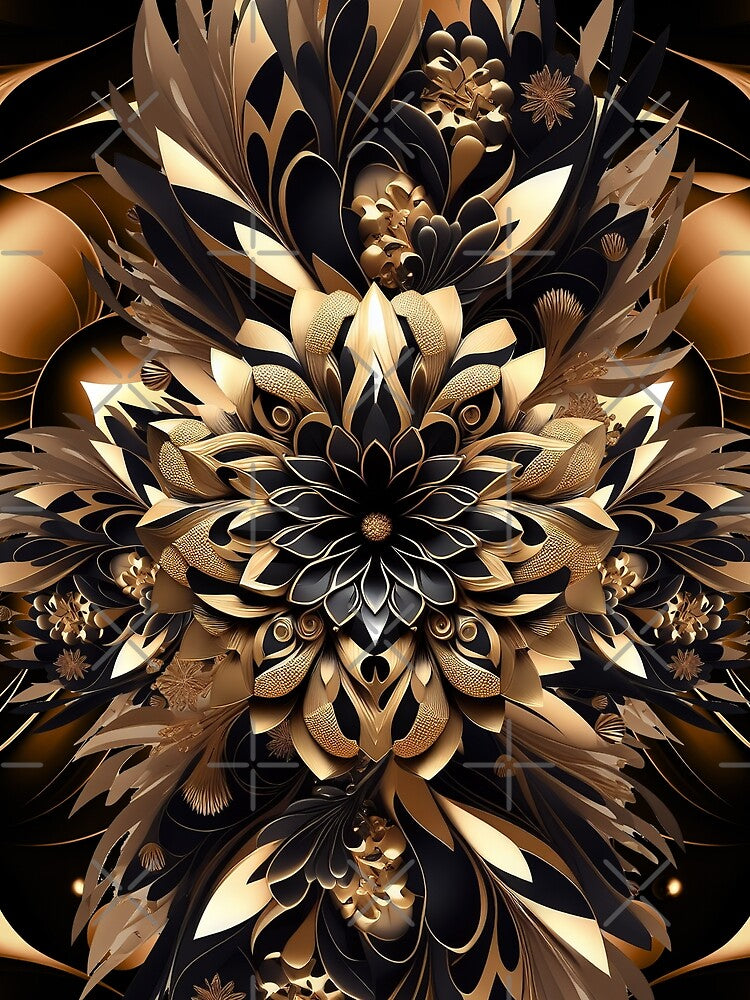 Premium Golden Abstract Floral Art by SyanArt