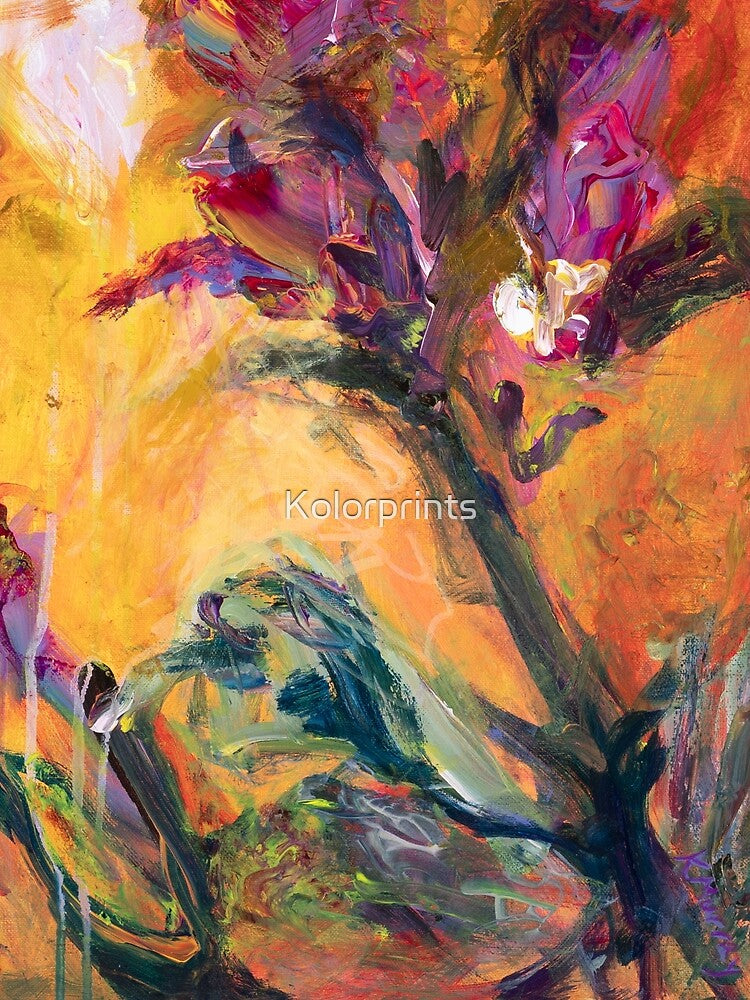 Abstract red flower on gold by Kolorprints