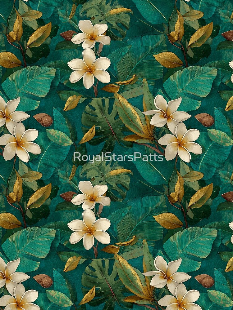 Exotic Tropical Floral Texture  - Flower Garden Pattern  - Dad Fathers Day Gifts by RoyalStarsPatts