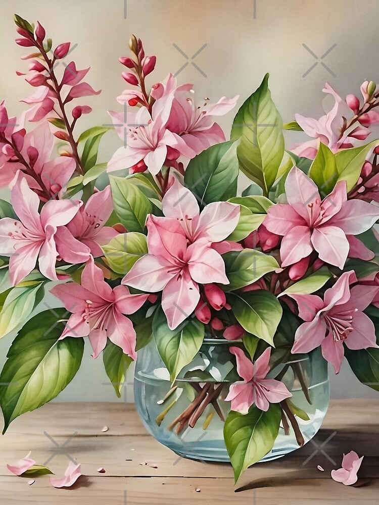 Weigela flowers vase by Ponted