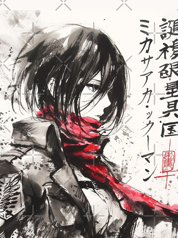 Mikasa Red Scarf Sumi-e by AnimeArsenalPrints
