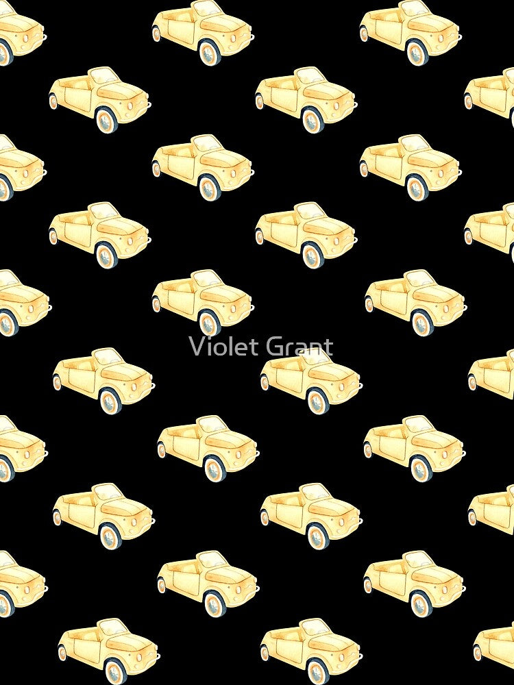 Retro Yellow Car Pattern by Violet Grant