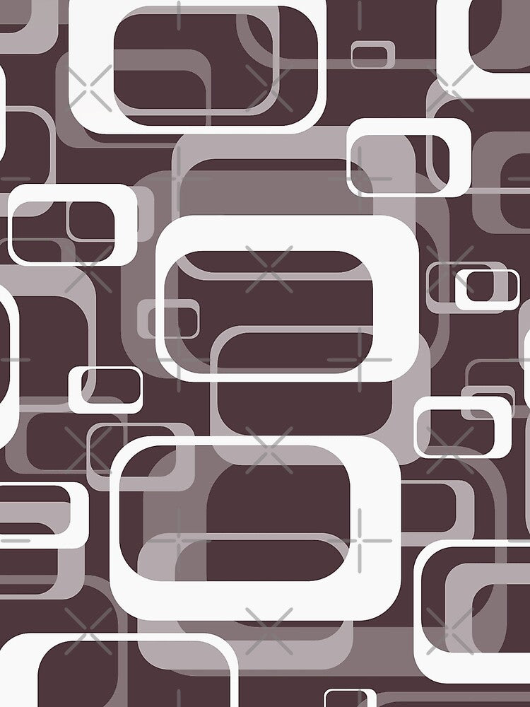 Monochrome Brown 60s Inspired Retro Shapes by TotallyRetroArt