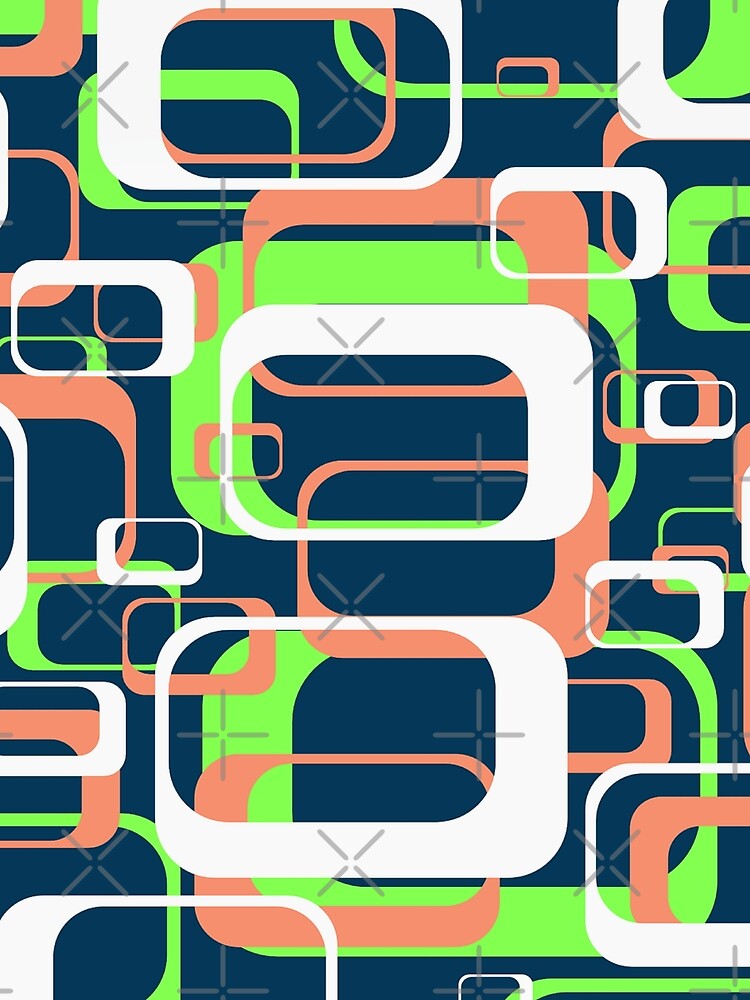 Neon Green and Salmon 60s Inspired Retro Shapes by TotallyRetroArt