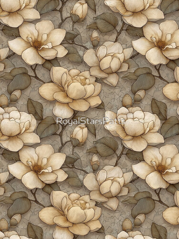 Cute Gardenias Print  - Birth Flower Pattern  - Birthday Gifts For Boyfriend by RoyalStarsPatts
