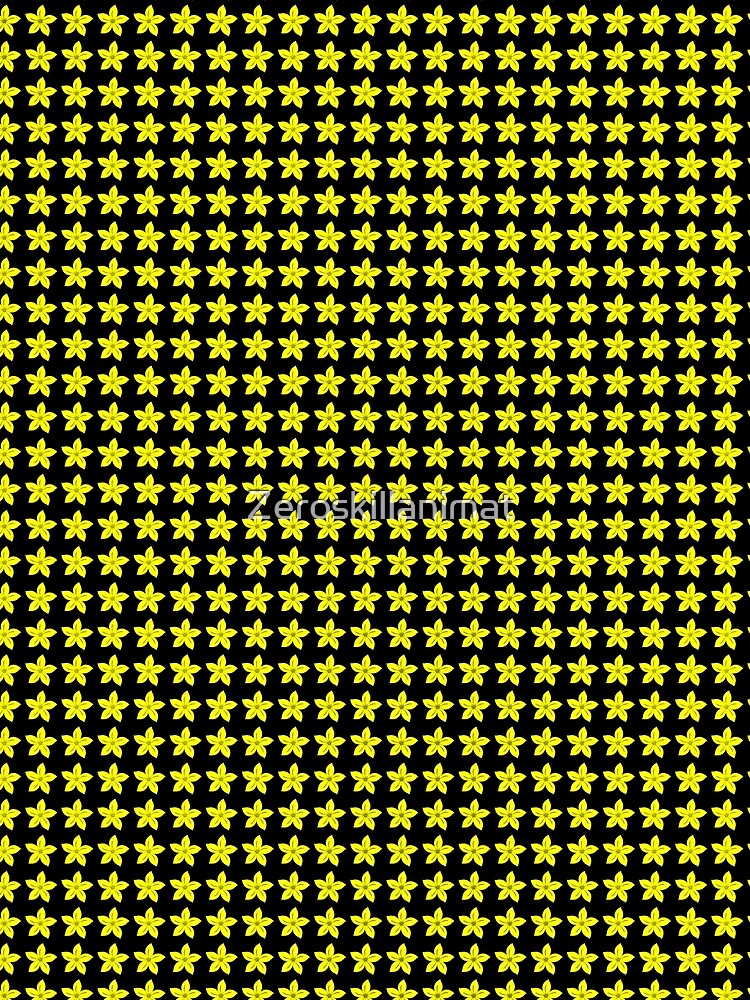 Traditional Japanese Flowers Pattern (black and gold) by Zeroskillanimat