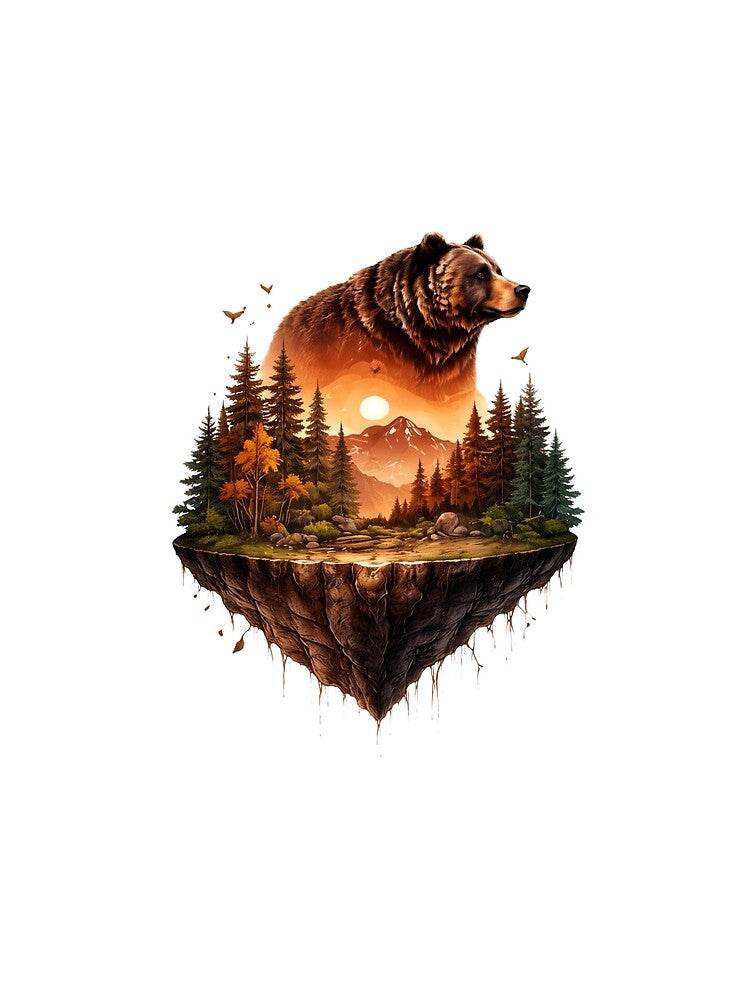 vintage bear nature art by stikrusak