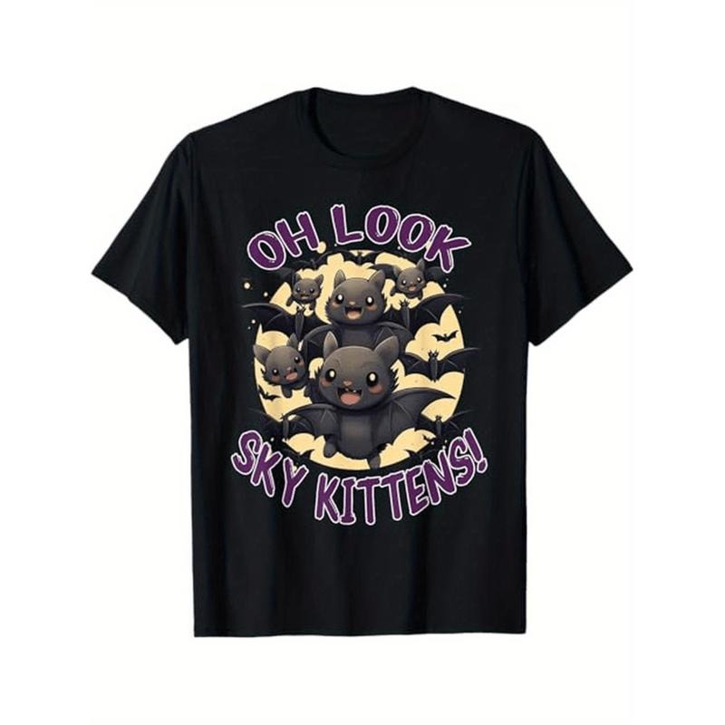 funny bat sky kittens halloween Lightsaber brand shirt 100 cotton halloween thanksgiving christmas gift for men women WB...