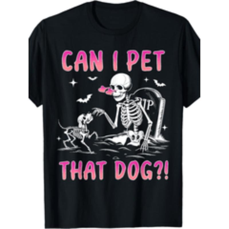 funny skeleton can Swoosh pet that dog halloween Lightsaber brand shirt 100 cotton short sleeve crew neck non washable...