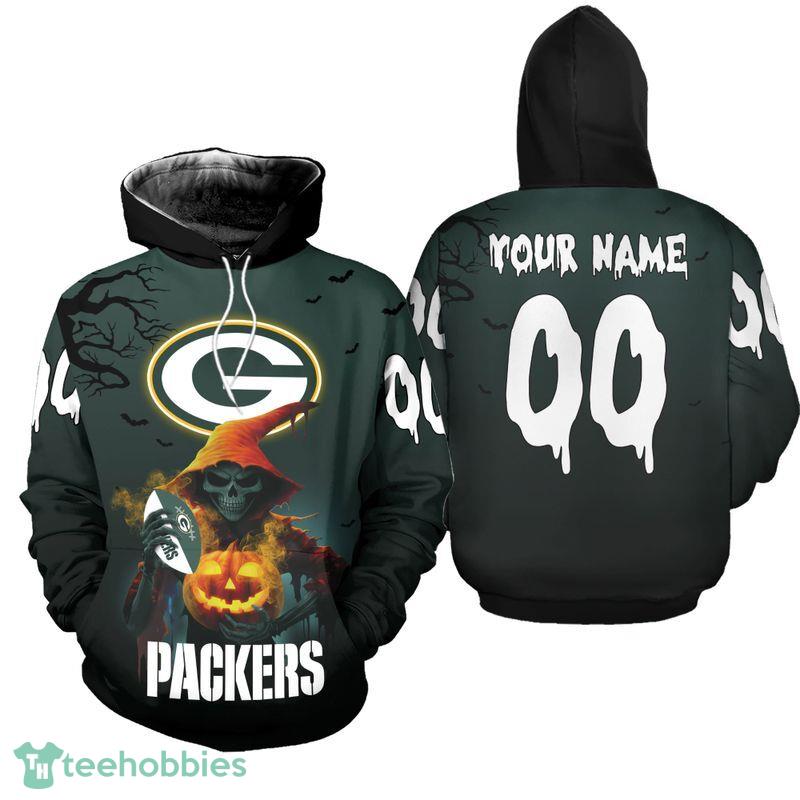 Gift Style Green Bay Packers Death Halloween Woolen Hoodie Custom Number And Name