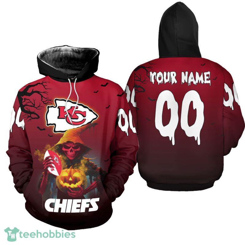 Gift Style Kansas City Chiefs Death Halloween Craft 3D Hoodie Custom Number And Name
