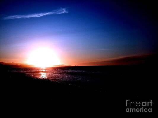 Glowing Sunset On The Strait Of Juan De Fuca In Port Angeles Washington Print