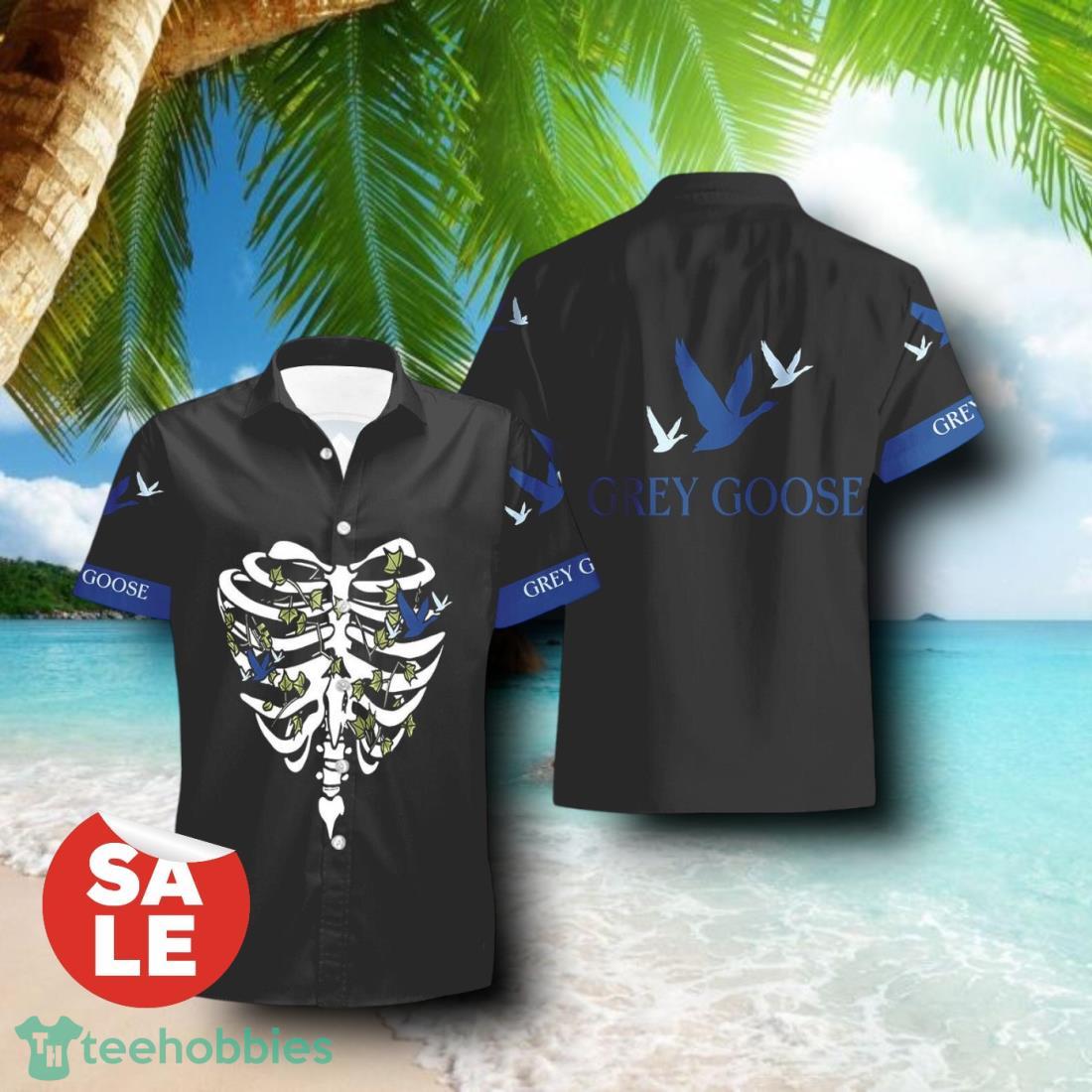 Grey Goose Vodka Chest Bone Summcer Halloween Combo Hawaiian Shirt & Shorts For Men Women