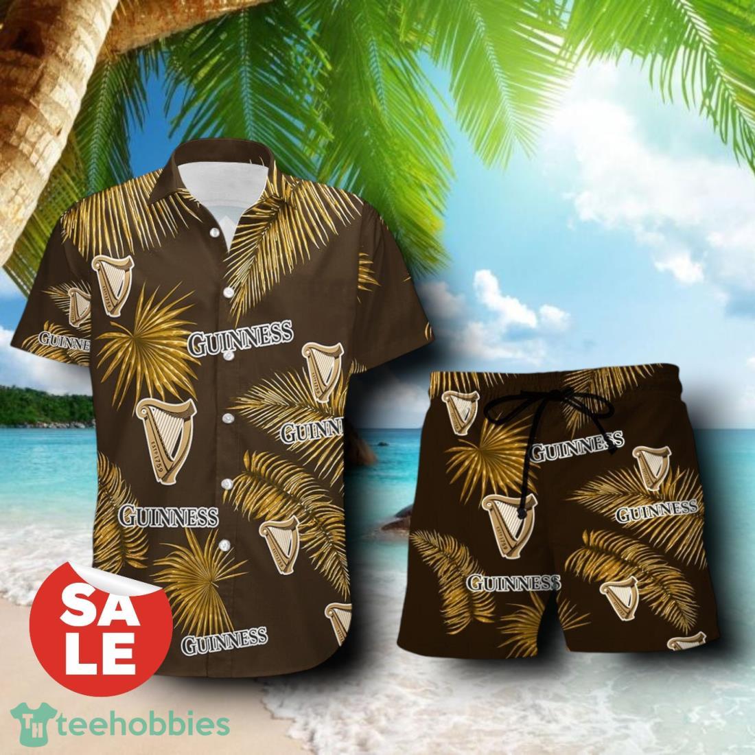 Guinness Palm Leaves Summer Combo Hawaiian Shirt & Shorts For Men Women