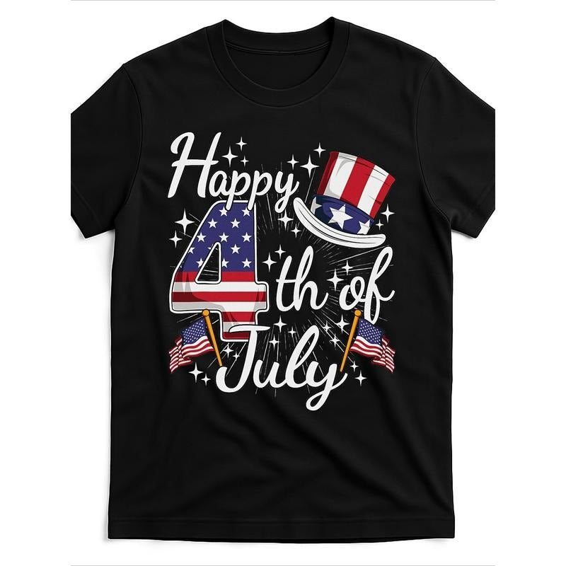happy 4th FOG july patriotic american flag usa women Design Street Trending Style Casual Tee Men'WB shield Comfortable...