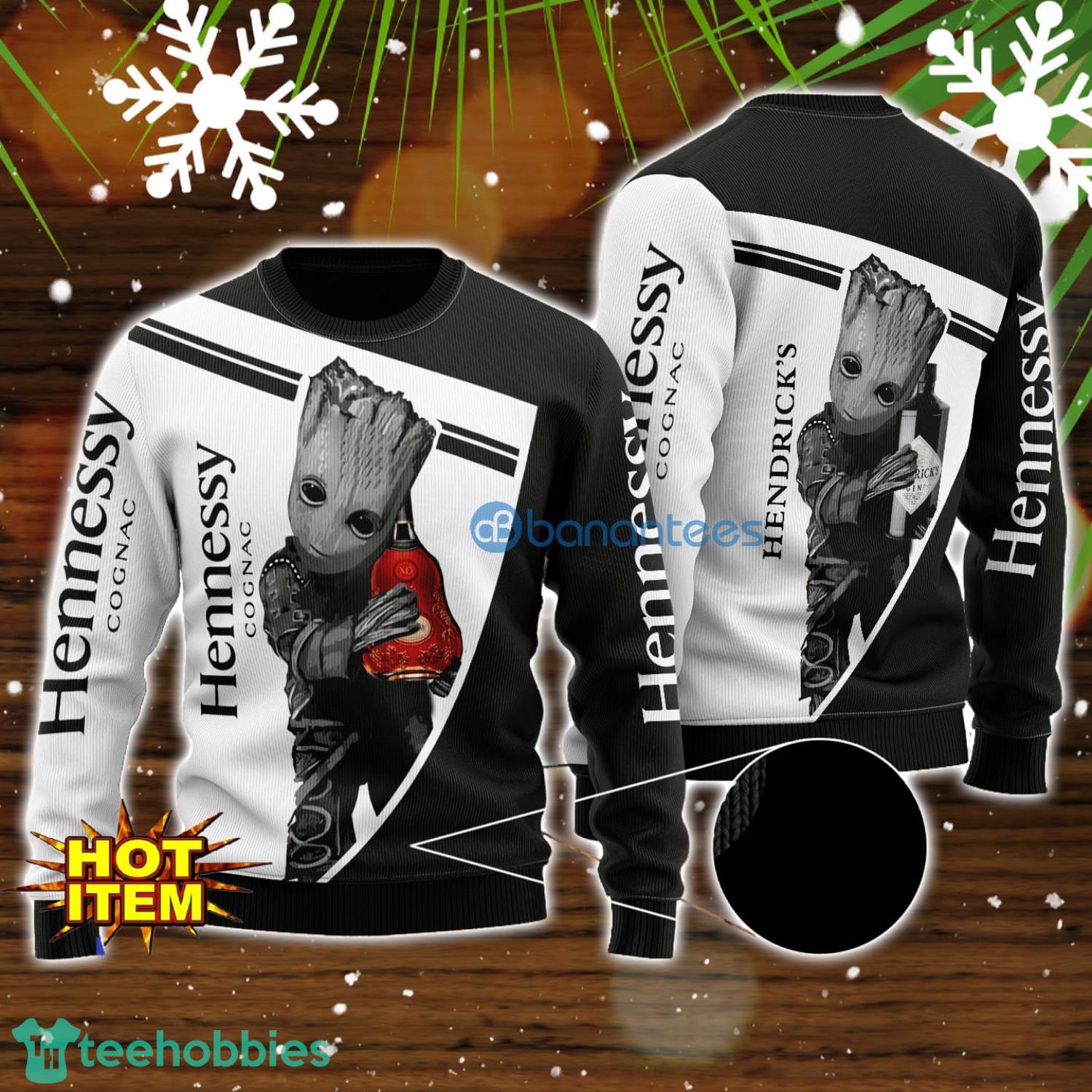 Hennessy Cognac And Baby Groot 3D Ugly Christmas Sweater For Men And Women Christmas Gift