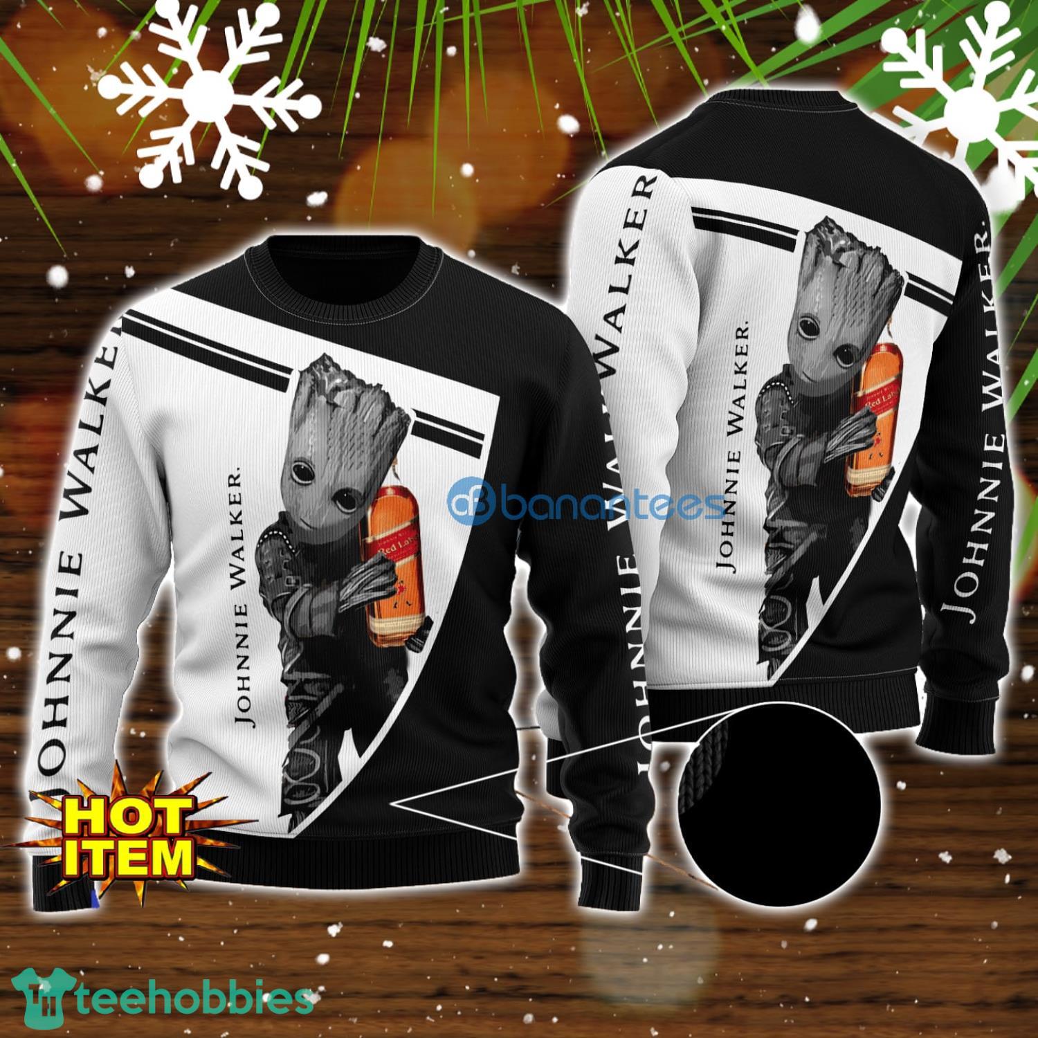 Johnnie Walker And Baby Groot 3D Ugly Christmas Sweater For Men And Women Christmas Gift