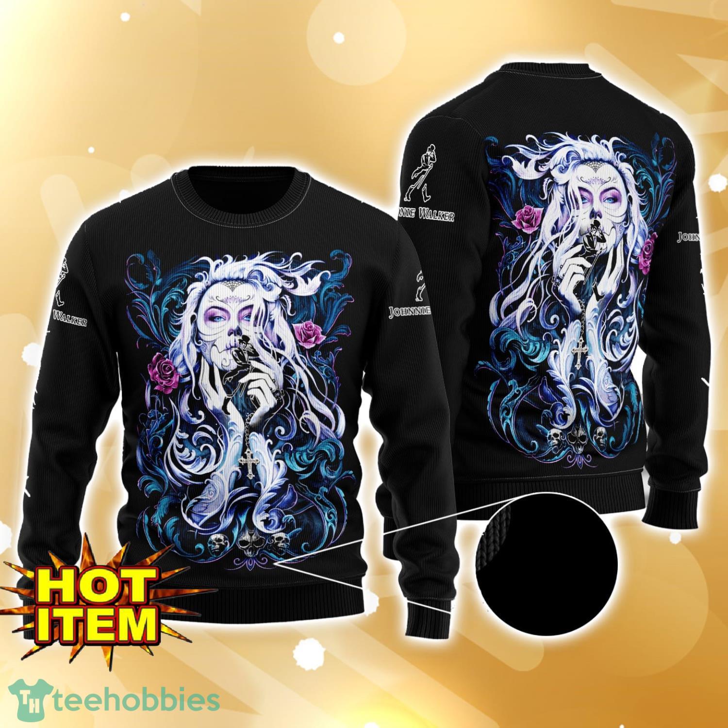Johnnie Walker Tattoo Girl 3D Ugly Christmas Sweater For Men And Women