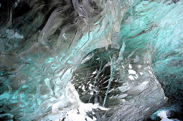 Layered Walls Of Ice In The Ice Cave In Iceland Print