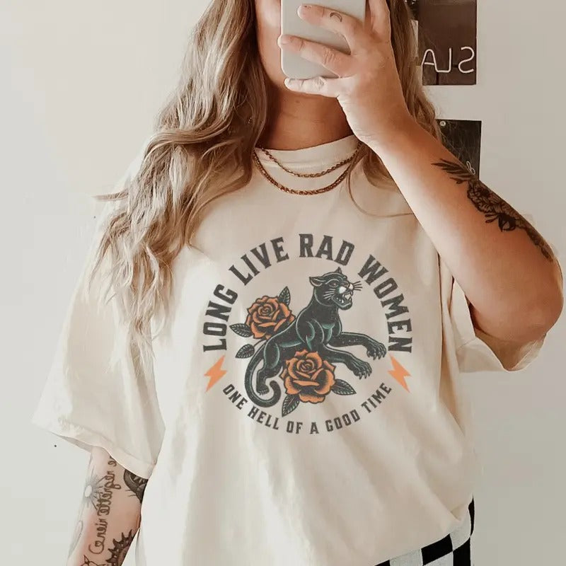 Long /live Rad Women Shirt, Comfort Colors, Checkered Bows Shirt, Women's Band Graphic Tee, Casual Comfy Graphic