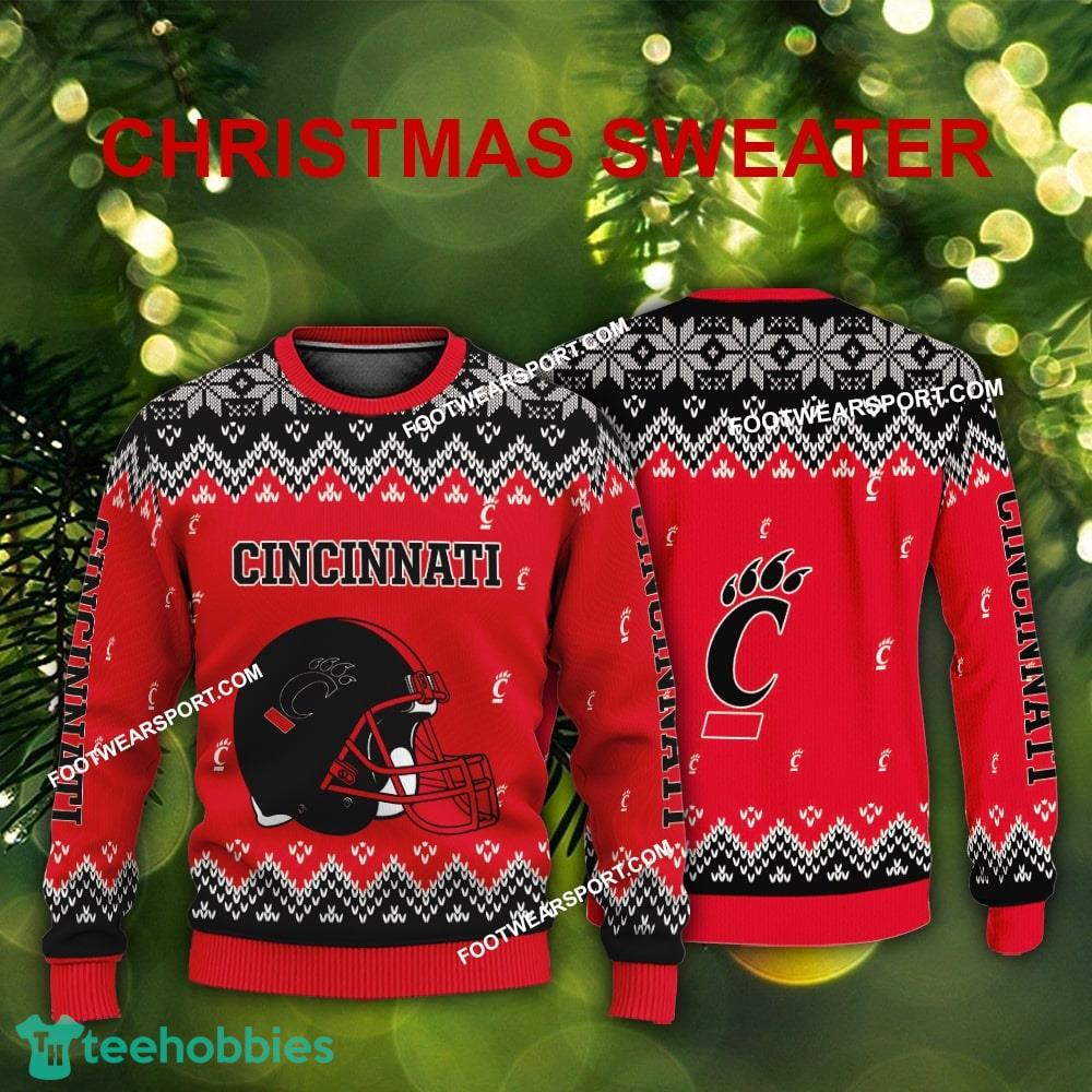 Logo Pattern Helmet Cincinnati Bearcats Christmas Sweater Gift For Adult