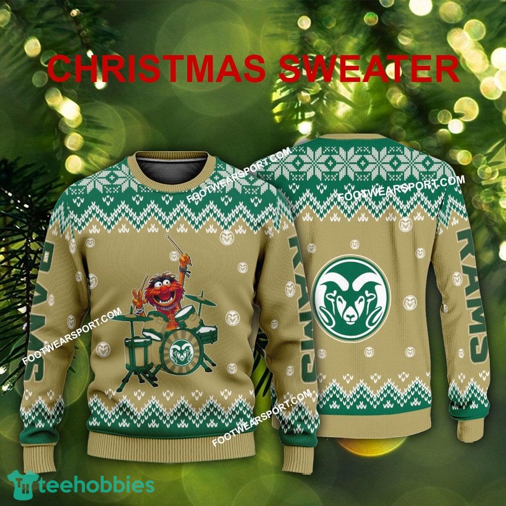 Logo Pattern Muppets Play Drums Colorado State Rams Xmas Sweater For Men Women