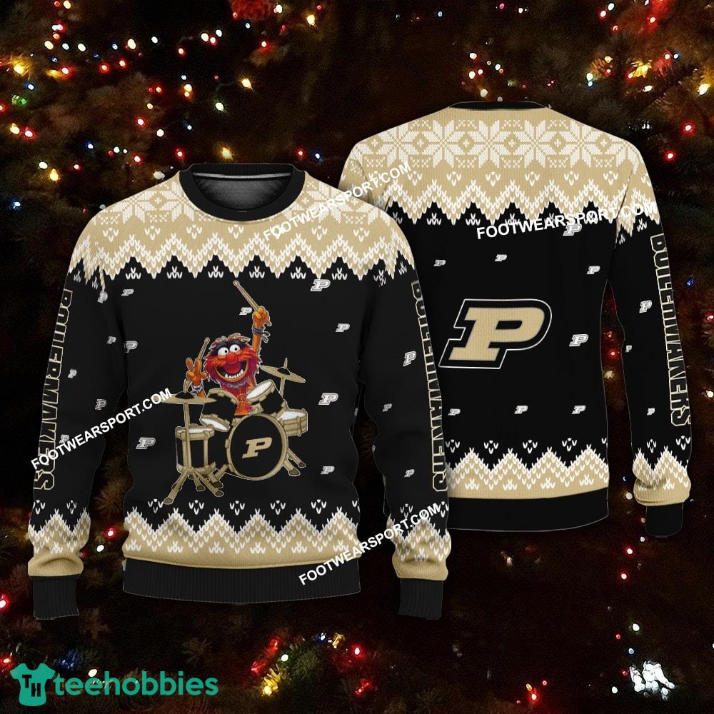 Logo Pattern Muppets Play Drums Purdue Boilermakers Christmas Sweater For Men Women