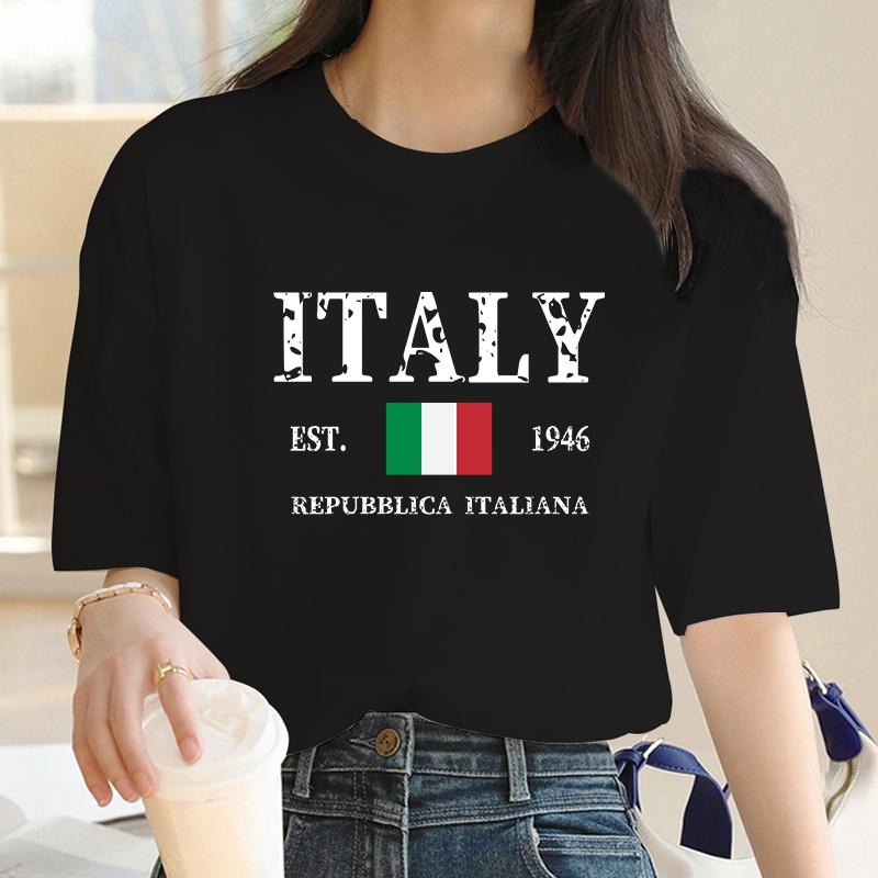 luxury Italian Letter Printed Summerand Women'WB shield High-Quality Cotton T-Shirt Women Round Neck Short-Sleeved Casual...